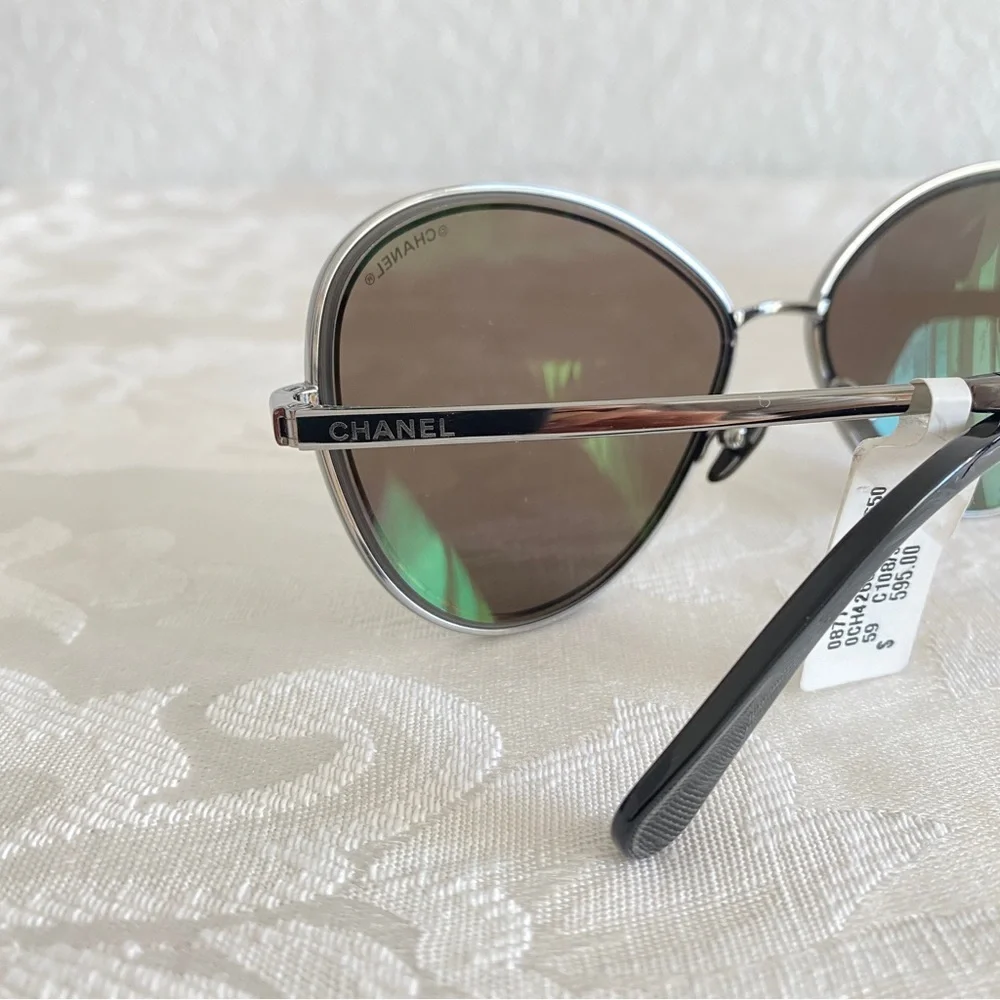 Chanel Butterfly Silver Frame Sunglasses